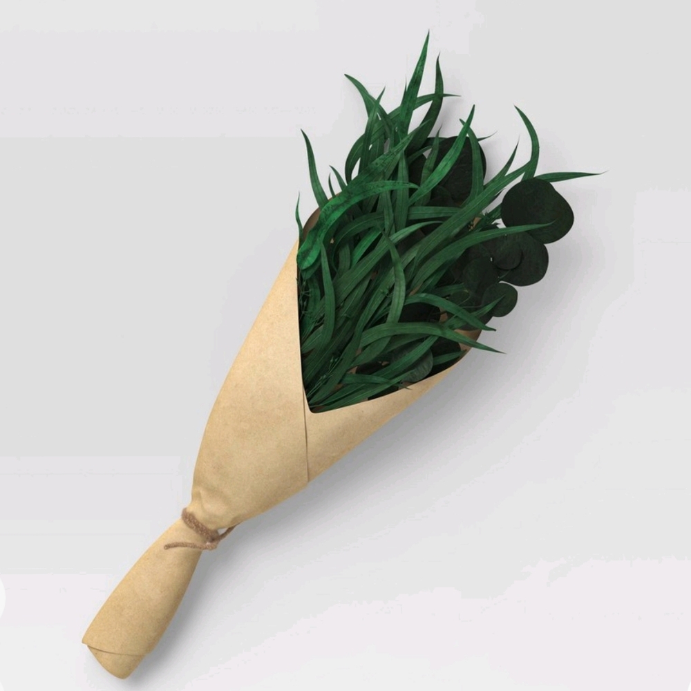 Threshold NWT Green Leaf Preserved Eucalyptus Bouquet 23"H